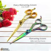 Professional Ergonomic Barber Scissors Hair Precise Cutting 6'' Multi-Gold