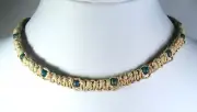 Handmade Flat Hemp Necklace with Teal Glass Beads