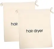 2pcs Travel Hair Dryer Bags Large Cotton Canvas Organizer with Drawstring Portable Hair Tools Storage for Hotel Home Resistant Design Elegant Durable