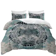 Black Royal Mandala on Dark Blue Rock Quilt Cover
