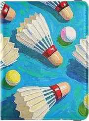 [Amooorous] Oil Painting Feeling White Badminton Leather decorative waterproof passport holder Vaccine Case Protector Cover Wallet Passport Holder Ultra Slim, Oil painting feeling white badminton, 1 size