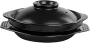 WEKADRIN 1 Set Japanese Style Stew Pot High Heat Tolerance Ceramic Cooking Pot with Lid Tray for Noodles and Soup Capacity for Single Servings Dry Cooking Techniques