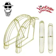 Vintage Lowrider 20" Flared Twisted Adjustable Gold Bicycle Fenders W/4 Braces