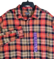 Eddie Bauer Flannel Shirt Mens 2XL Bittersweet Harvest Plaid Orange Red LS NWT