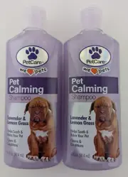 2 x Petcare Calming Shampoo Lavender Lemon Grass Sooth Relax Condition 414ml NEW