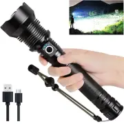 990000LM Rechargeable LED Flashlight – XHP90, 5 Modes, Waterproof Torch