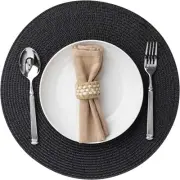 Round Placemats Set of 6 Plastic Woven Placemats Washable Wipeable Table Mats...