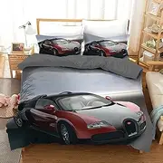Bugatti Sports Car Quilt Doona Duvet Cover Set Single Double Queen King Size Available Queen, 2 Pillow Cases
