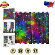 Durable Velvet Galaxy Curtains - Light Blocking Window Drapes Set of 2 Panels