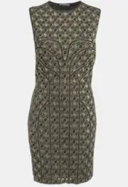NWT Alexander McQueen Black & Gold Lurex Knit Dress Size Small