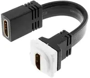 HDMI Insert Terminal 4K 60Hz with 10cm Flat Lead for Custom Wall Plate White