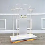Luxury Acrylic Podium, LED Large Podium, Chanting Podium, Pulpits for Churches, Transparent Podium Stand, Rolling Table Top Podium, Teacher Speaker Lecture for Speeches, Opening Ceremonies