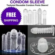 5PC Penis Extender Girth Enhancer Realistic Sleeve Sheath Large Enlarger Condom