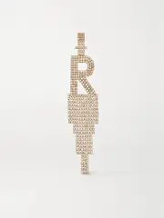 [Retrofête] Retrofête - Alphabet Rhodium-plated Crystal Single Earring - Gold - A A Gold