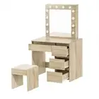 Levede Dressing Table Makeup Mirror Led Vanity Stool Set Jewellery Organizer