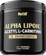 Alpha Lipoic Acid 600mg Acetyl L-Carnitine HCl 500mg Supplement - Support Brain Health, Energy Production & Body Balance - 120 Capsules for 2 Months