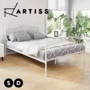 Artiss Bed Frame Metal Bed Base Single Double Size Platform Foundation White