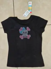 2010 PAUL FRANK Skull Blue Bow Crossbones Tee Shirt Girls Size L