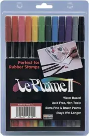 Uchida 1122-12A Le Plume II Double-Ended Markers with Brush and Fine Tips