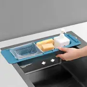 2Pcs Extendable Kitchen Sink Holder Filters Sink Drain Rack Sponge Storage Shelf