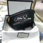 二手精品 GUCCI 古馳 經典 皮革 字母 LOGO 印花 迷你 小號 腰包 斜背包 胸口包 黑 527792