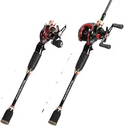 LLEIIshen Fishing Rod and Reel Combo 4 Section Carbon Fibre Casting Rod and 7.2:1 High Speed Ratio Baitcasting Fishing Reel/1829