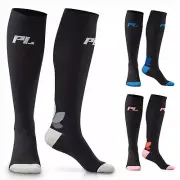 1 Pair Compression Socks Women Men Powerlix Knee High Support L/XL Gray