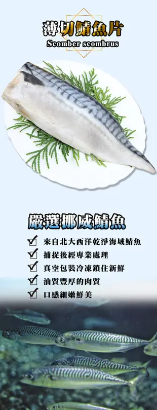 【海鮮主義】油脂豐潤薄切鯖魚片 (2.3折)