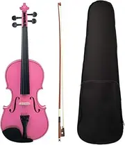 4/4 Violin Maple Wood with Gig Bag Solid Wood Bow for Beginner Student String Instrument Pink One Size