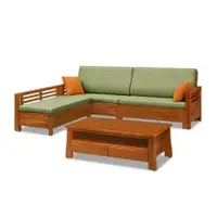 在飛比找特力屋線上購物優惠-[特價]ASSARI-瑪蒂桃花心木L型沙發+大茶几(含2椅凳