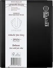 Upward Diaries 7442 Deluxe Weekly 2024 Diary, A5 Size - Vegan Leather - Black
