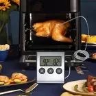 Digital Meat Thermometer Food Temperature Meter with Folding Probe Timer Alarm