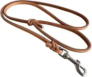 Heavy Duty Leather Dog Leash for Large and Medium Dogs, Extra Strong Unbreakable Dog Lead, Thick Durable Training Leash with Metal Hardware (10ft x 2/5inch)