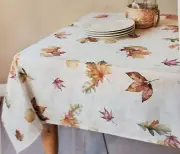 Printed Jacquard Tablecloth 60"x84"Oblong,AUTUMN/FALL LEAVES,GRATEFUL HARVEST,BM