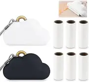 2 Pack Travel Portable Lint Roller with Hand Strap, Reusable Mini Lint Rollers with 6 Refill, Lint Remover for Clothes Bag (Black+White)
