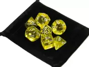 New Chessex Polyhedral Dice with Bag Yellow Translucent 7 Piece Set CHX 23002