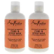 Shea Moisture Coconut & Hibiscus Curl & Style Milk - Pack of 2 by Shea Moisture for Unisex - 8 oz Cream