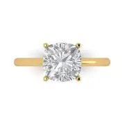 2.5 Cushion Sapphire Wedding Bridal Promise Engagement Ring 14k Yellow Gold