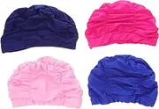 Abaodam 4Pcs Unisex Pleated Swimming Caps Lightweight Swim Hats for Adults Teens Comfortable Hair Protection with Widened Ear Cover Design Swimming
