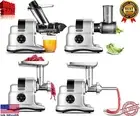 AMZCHEF 5-in-1 Slow Masticating Juicer with Slicer, Grinder, Snow Cone Maker​