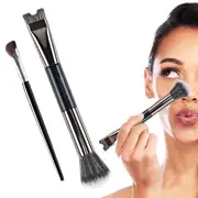 Nose Contour Brush Set with 2-in-1 U-Shaped Brush and Angled Flat Brush
