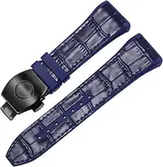 [AEHON] For Franck Muller V45 Series 28mm Nylon Genuine Leather Silicone Watchband Black Blue Folding Buckle Watch Strap