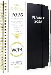 Calendar Planner 2025, Black To Do List Notebook, A5 Academic Planner 2025, Jan 2025- Dec 2025 Monthly Planner, 25 Planner Weekly and Monthly with Tabs, Back Pocket (Black)
