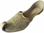 [Step n Style] Men's Flat Full Gold Zari Khussa Shoes Pakistani Style Punjabi Jutti
