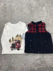 Tommy Bahama Vest Shirt 2pc Set Boy 5T Toddler Buffalo Plaid Lumberjack NWT