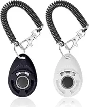 Acehome 2 Pack Dog Training Clicker with Wrist Strap, Pet Training Clicker with Big Button Effective Behavioral Training Tool for Cats Birds Puppy Recall (Black & White)