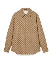 Gucci Monogrammed Collared Zip-Up Jacket IT52,IT50,IT56,IT54,IT48,IT46 Camel and dark brown