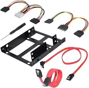 Double SSD Mounting Bracket Hard Disk Drive Mounting Kit with SATA Data Cable Metal Double Internal SSD/HDD Mounting Frame