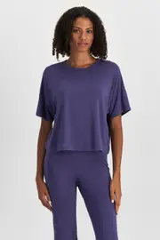 [Bonds] Bonds Women's Sleep Viscose Bamboo Blend Tee in Blue Apron Size: XS, Moisture-Wicking XS Blue Apron