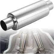 Universal 3"/2.5" /2"/2.25"Exhaust Muffler Pipe Resonator Car Tube Spiral Silencer Deep Sound 13.8" Length Stainless Resonato(2.25inch Outlet)